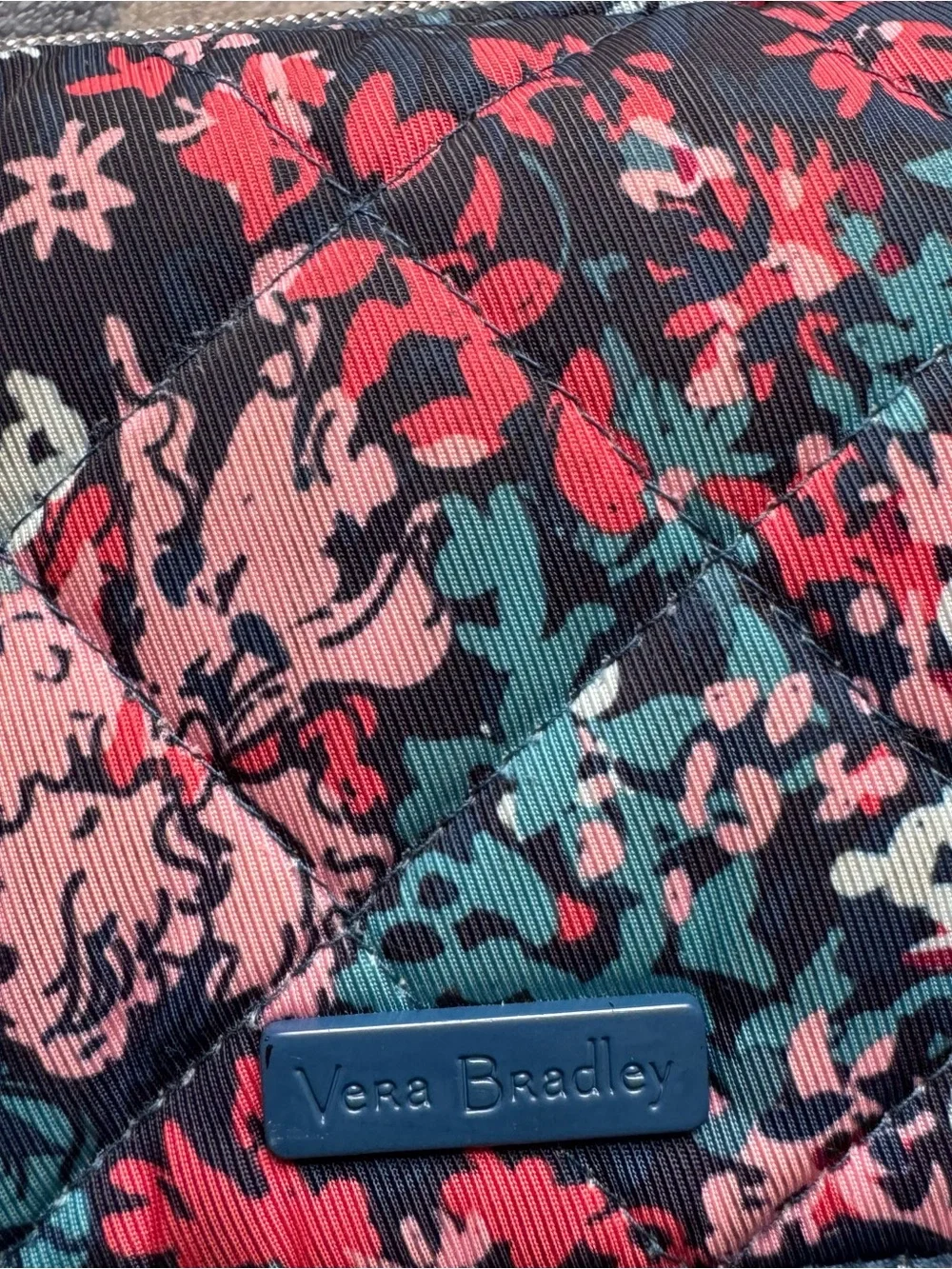 Vera Bradley Quilted Floral Wristlet in Red, Pink & Teal